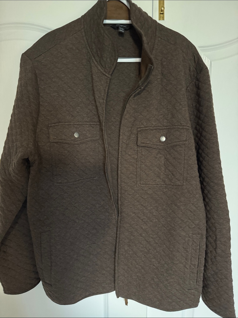 Men's Quilted Brown Shirt Jacket with Snap Chest Pockets banana republic